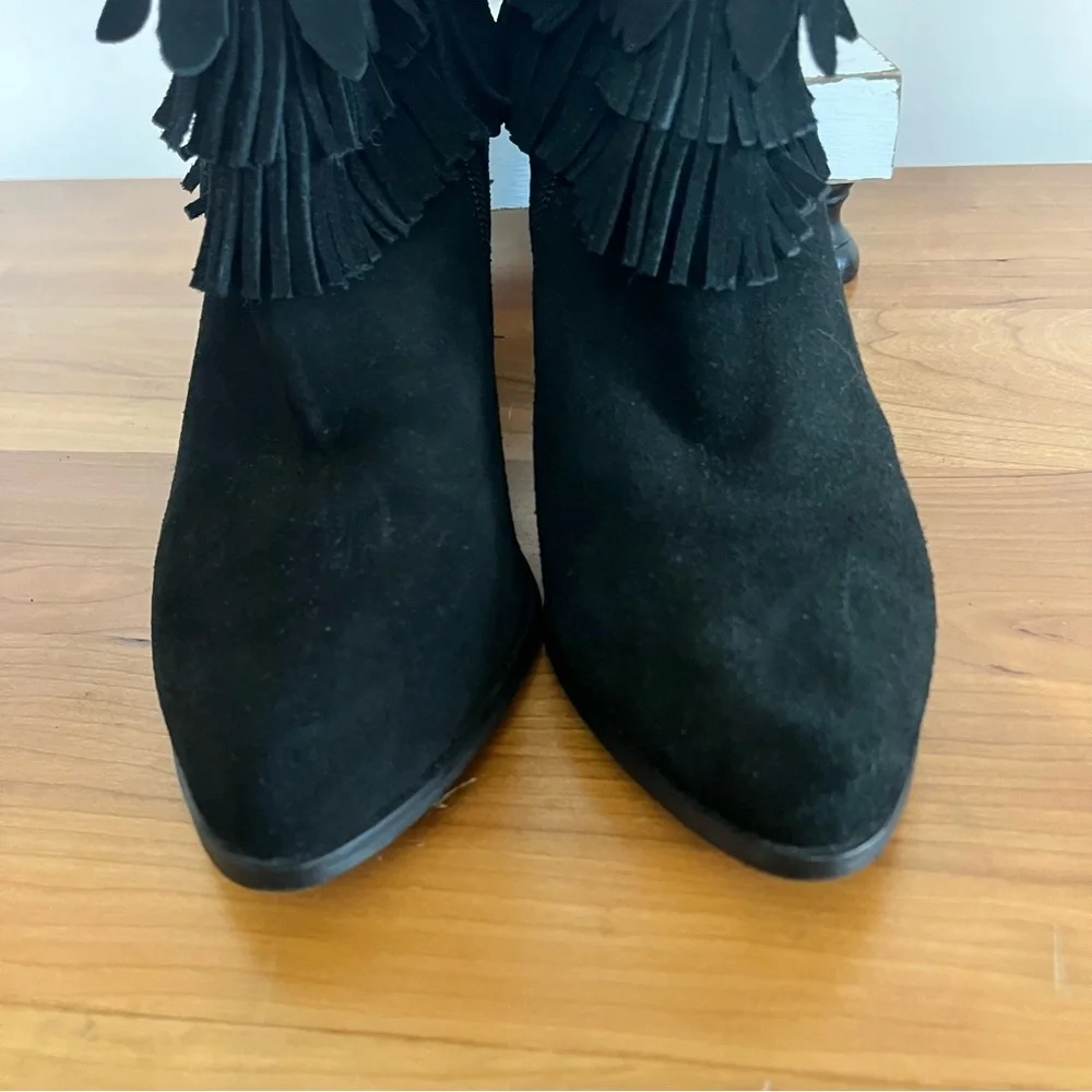 Women’s Catherine Malandrino Domenica Black Fringe Bootie‎ Ankle Boots Size 8